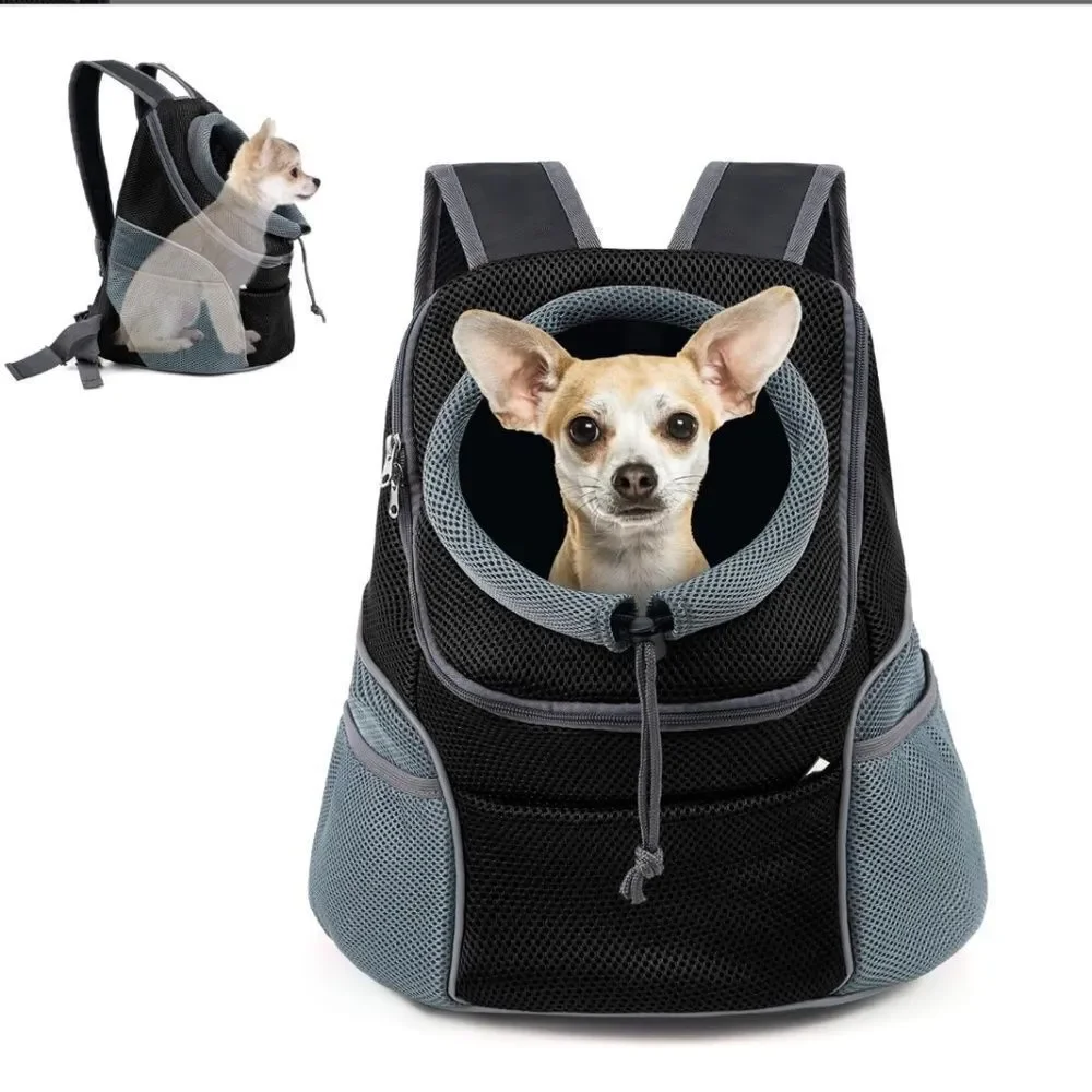 WOYYHO Dog Pet Carrier Backpack Mesh Breathable Head-Out-Pink-Large (3 in Stock)